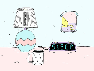 Sleep In coffee illustration morning sleep