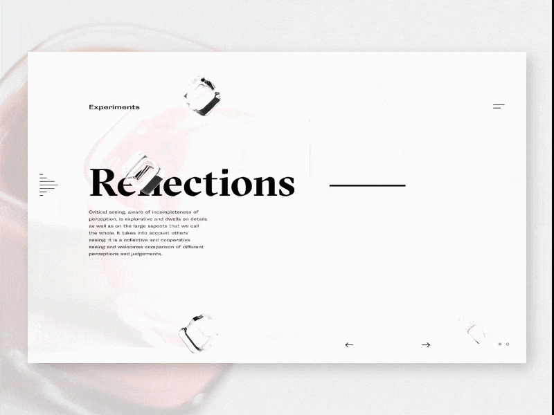 Experiment #1 - Reflections 3d animation experiment hero landing page reflections shapes ui ux website