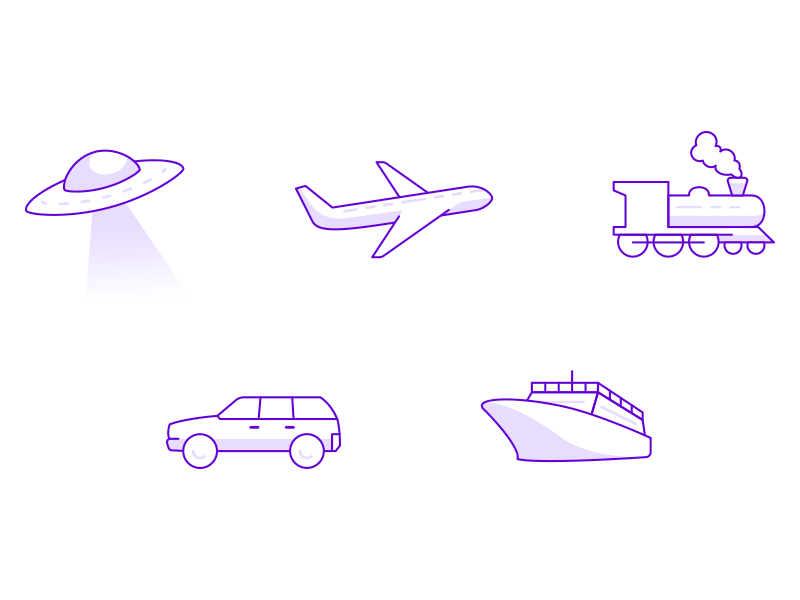 Travel Icons boat car icon icon set line plane ship svg icon train travel ufo vector icon