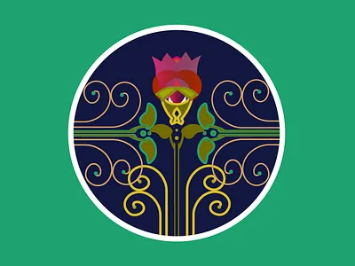 Floral Vignette 5 badge bloom delicate flower growth leaves lines petal vignette vines