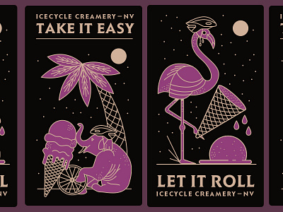 Icecycle Creamery bikes branding brooklyn elephant flamingo ice cream illustration laxalt nevada new york nyc reno