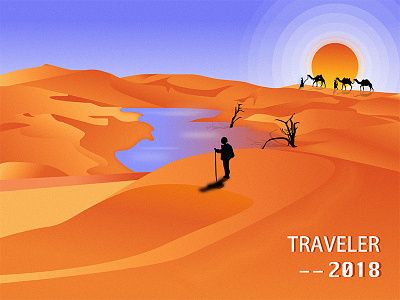 New Shot - 04/11/2018 at 05:30 AM blue desert illustration people travel