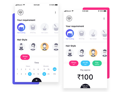 Book Your Barber app design barber barber app online barber saloon ui user experience ux