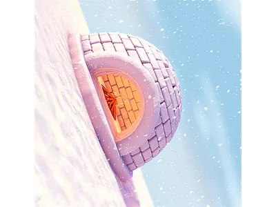 D - 36 days of type 36daysoftype c4d cinema4d eskimo fire ice iceberg igloo render rendering snow
