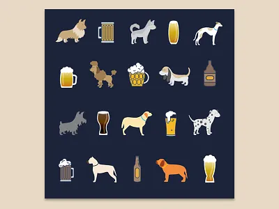 Barks N Brews animal beer pattern puppies vector art