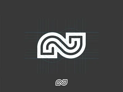 N. branding geometric grid icon identity logo mark monogram process symbol