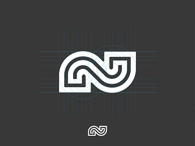 N. branding geometric grid icon identity logo mark monogram process symbol