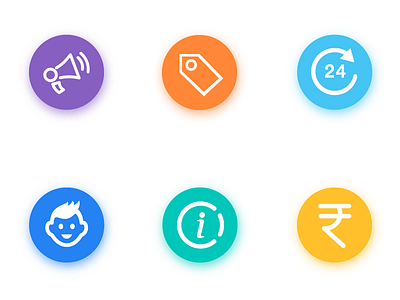 Icons ad advertisement brand clock currency icons info information rupee tag time user