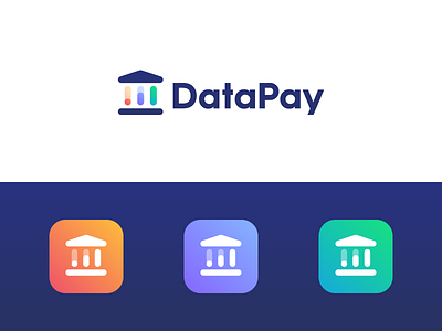 DataPay Logo Design analyze bank building chart charts data finance money pay pillar trust