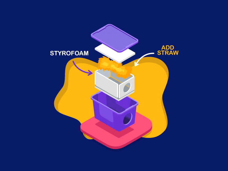 Shelter Instruction 2 2d animation cat container fun gif instriction isometric shelter step by step vector