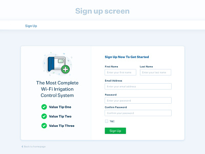 Sign-up Screen app button form input interface onboarding product sign up ui website