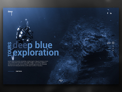 Deep Blue blue clean company design exploration homepage ocean tours ui web