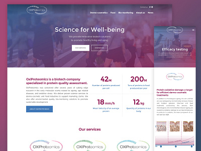 Oxiproteomics gradient homepage responsive science startup ui ux website