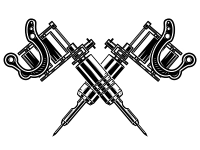Crossed tatoo machines adobe illustrator logo needle tattoo mashine tattoo studio vector