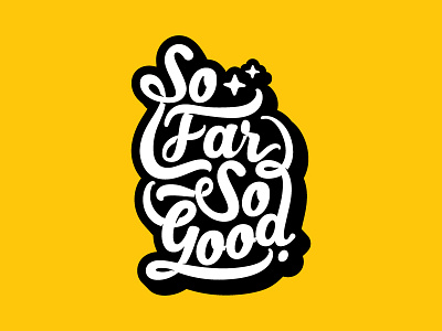 So Far So Good - Pin Design badge design enamel flat graphic pin quote solid sticker type typography vector