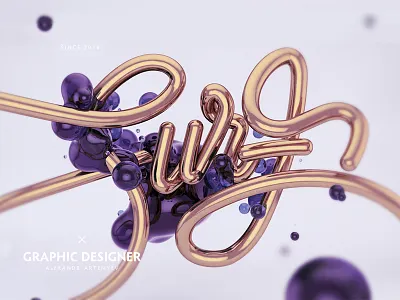 Surf- lettering 3d c4d cinema cinema4d daily design fashion gold illustration lettering photoshop surf