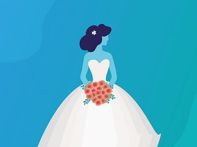 Woman dress flower hair illustration leaves wedding woman