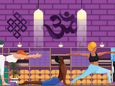 Yoga fitness health illustration namaste people stretch workout yoga