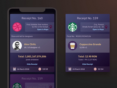 Dribbble Shot Tax - Dark iphone x receipt ui ui ux