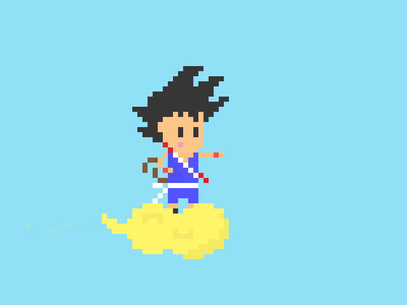 Throwback: Goku Nimbus Training art cloud dragonball dragonballz fight gif goku nimbus pixel