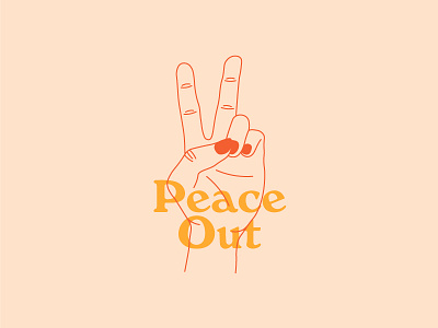 Peace Out hand illustration simplistic typography