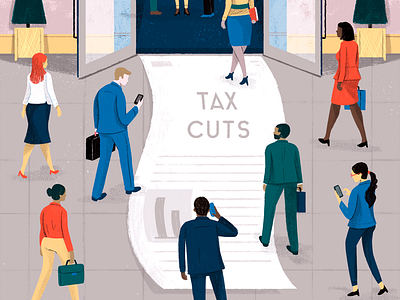 Tax Cuts and Hotels building concept editorial illustration magazine news people scene tax