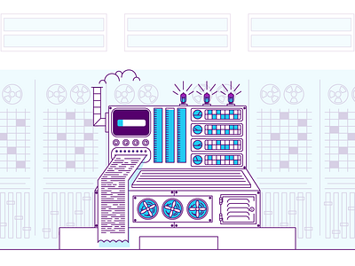 Downloading computer data graphic design illustration lights pc smoke tape vents wait