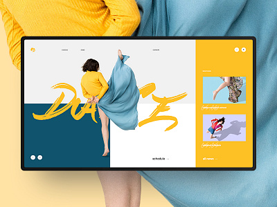 Dancing School Website art dance design grid minimal school yellow