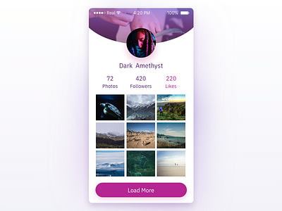 Favorites - Day 044 app card dailyui favorites like profile purple screen