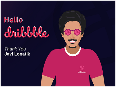 Hello Dribbble dribbble illustration invite poster thank vector you