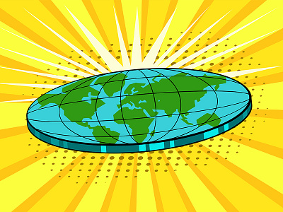 Flat Earth pop art illustration flat earth pop art