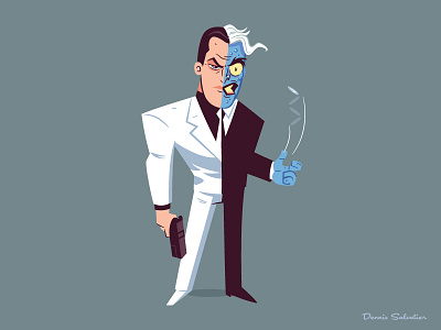 Two-Face batman batman animated btas character design illustration two face