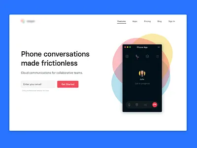 Phone App. Landing. call grid landing phone sign up trial ui ux