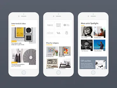 Art retail website clean e commerce mobile