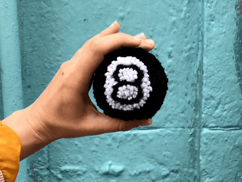 009 🎱 8 ball billiards handmade magic 8 ball pom pom the100dayproject yarn