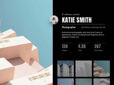 Profile Page - Daily UI Challenge 6 dailyui dark desktop photo portfolio profile uiux
