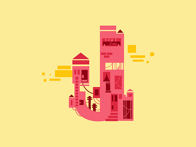 36 Days of Type 05 - J 36daysoftype 36daysoftype j 36daysoftype05 building city geometric illustration landscape lettering type typography vector