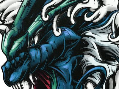 Gyarados Pokemon illustration blue line work noise pokemon vector water waves