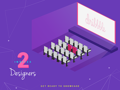 Two Dribbble Invite to Giveaway creative debut design giveaway illustration invite mockup movie player portfolio shot typography