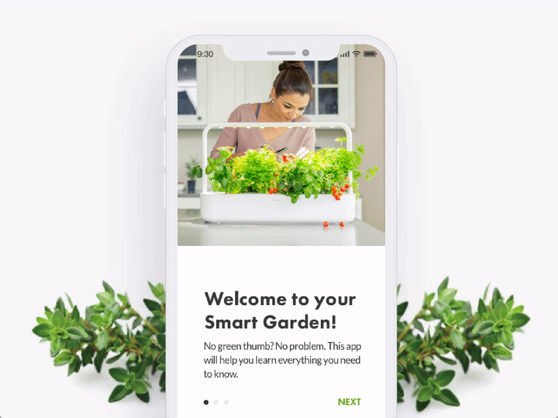 Click And Grow Onboarding android animation app clean green healthy ios minimal mobile plant ui ux