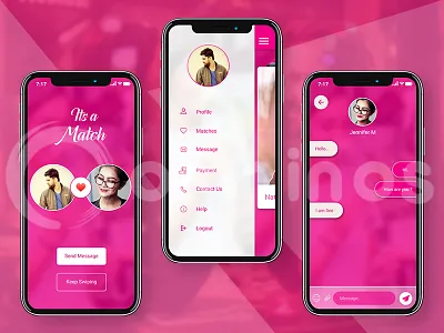 Dating App Screens best match boy dating girl love love birds love match match message mobile app search uiux