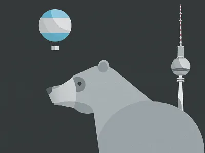 Bearlin air alexanderplatz baloon bear berlin city fernsehturm germany grey hot illustration night