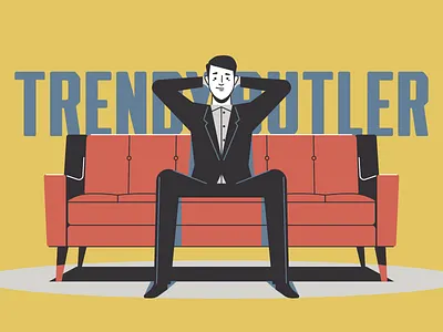 Trendy Butler animation illustration man motion design stolz suit trendy butler