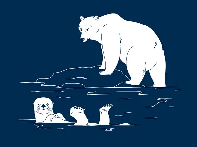 Bear And Otter 2d animals aquarium bear illustration otter vector wildlife zoo