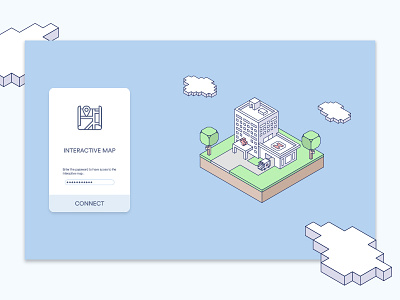 Connexion Page - Interactive Map blue clouds connect connection home hospital interactive isomery isometric map page password