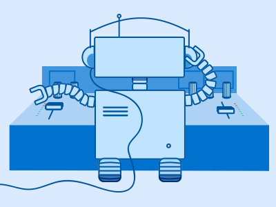 Bot at the mixing board illustration inspo monochrome music sketch tech ui