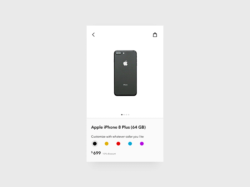 Customize product - Daily UI challenge 033 animation challenge customize dailyui iphone minimal motion product ui ui challenge ux