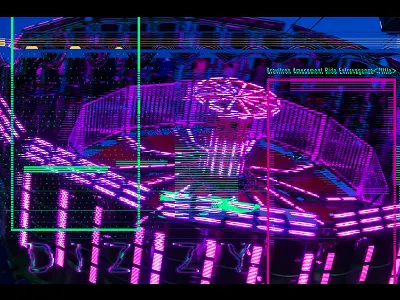Gravitron Gitch carnival digital dizzy glitch gravitron neon night ride rollercoaster typography