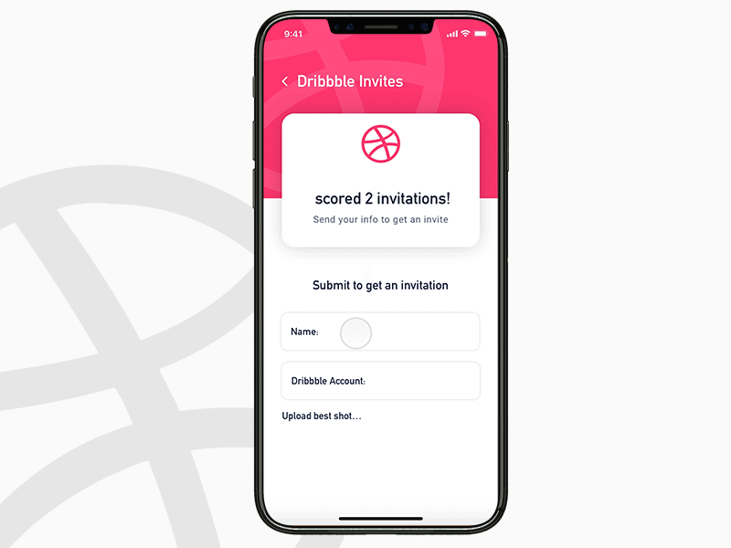 x2 Dribbble Invites animation dribbble dribbble invite invitation invite iphone x mobile pink portfolio sketch