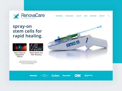 Renovacare Website Hero hero skin gun teal web design